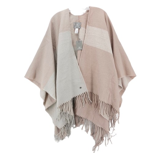NWT Soya & Kyo Woven Blanket Wrap Scarf Colorblock Fringe Neutrals Blush