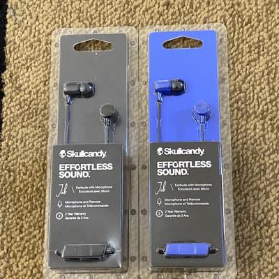 2 (Black + Blue) Skullcandy  Effortless Sound Jib Earbuds with Microphone F-Ship
