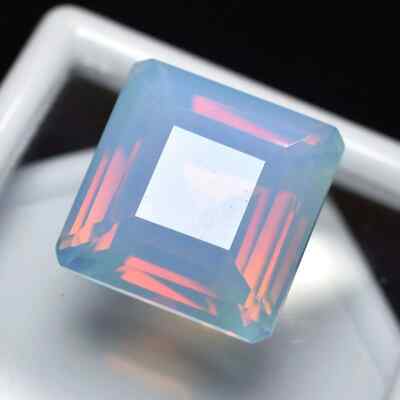 Ethiopian Natural Opal Sky-Blue 22.35 Ct Square Loose CERTIFIED RARE Gemstone