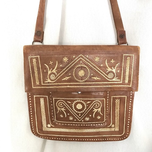 Vintage Brown Leather Messenger  Bag Hull Flap Cross Body Pu