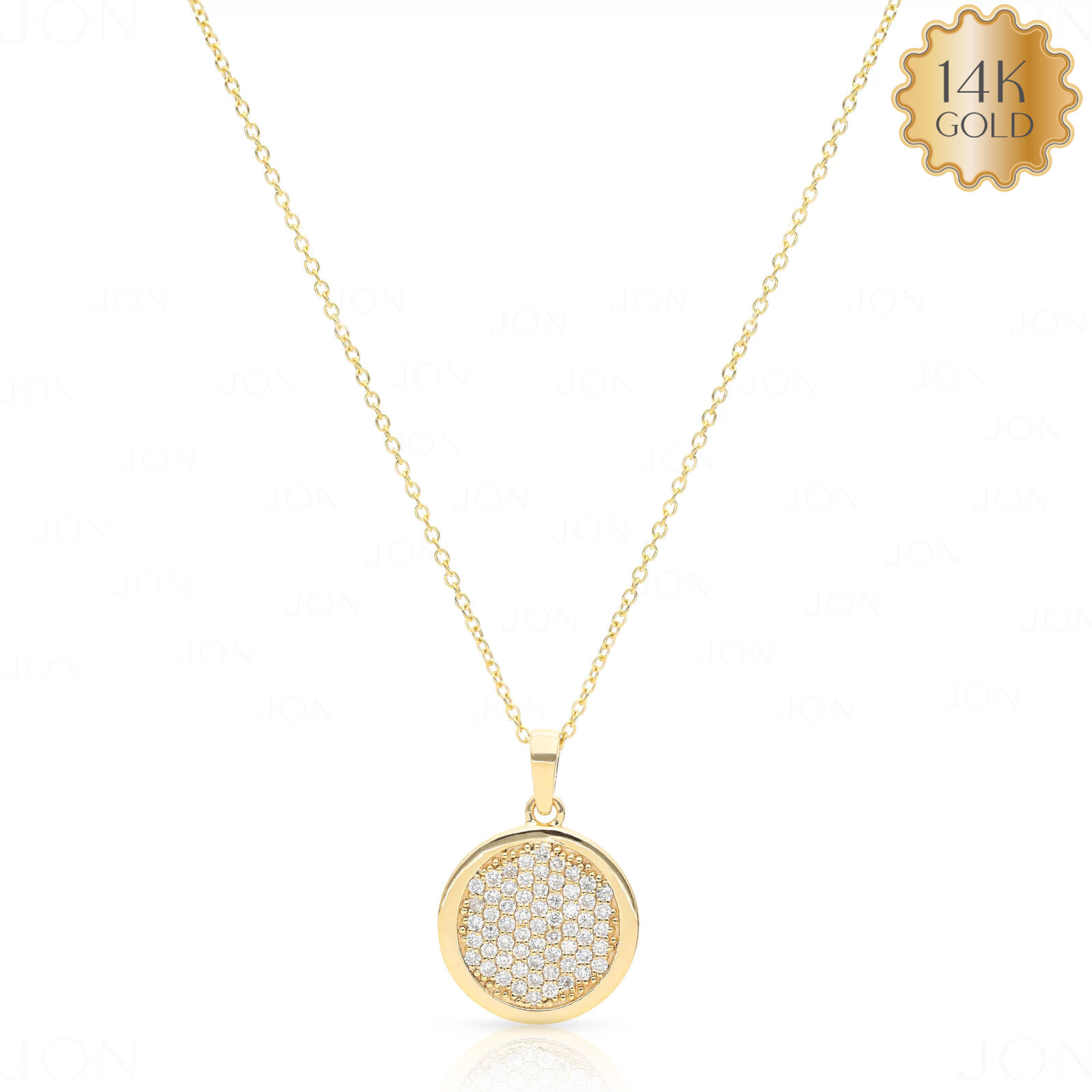 Natural Diamond Disc Charm Pendant 14k Gold Fine Women Jewelry-Jewelzofny