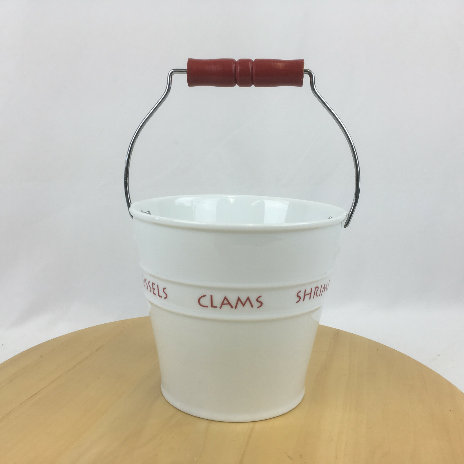 Crate & Barrel Seafood Bucket Handled Serving Pail 2004 #395-102 clams shrimp