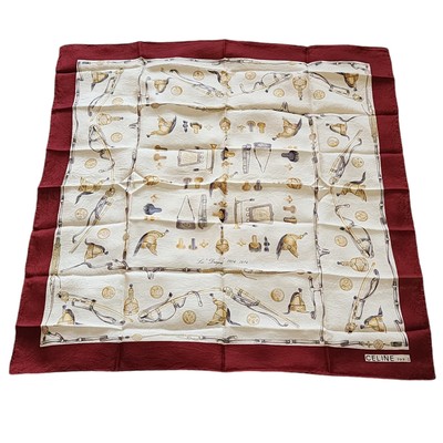 Celine Paris Les ''Dragon'' Hand-Rolled 1804-1814 Silk Scarf 29'' x 30''