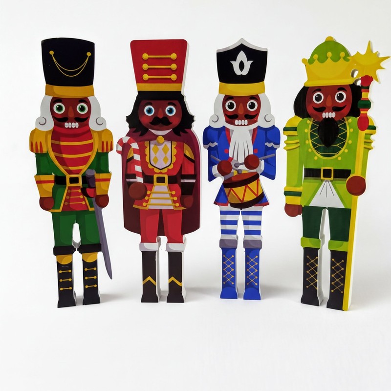 African American Nutcracker Set Unbranded Wood 10 Inch Multicolor 4pc
