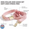 Pink Dog Collar Cotton Lace Handmade Embroidered Adjustable Dog Collar and Leash Set for Large Dogs with Rose Gold Metal Buckle and Fashion Flowers for Girl Dog Wedding Collar (Pink,L)