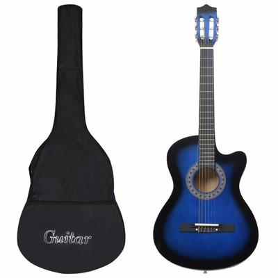 Western Akustik Gitarren-Set mit 6 Saiten Blau 38" W5R9