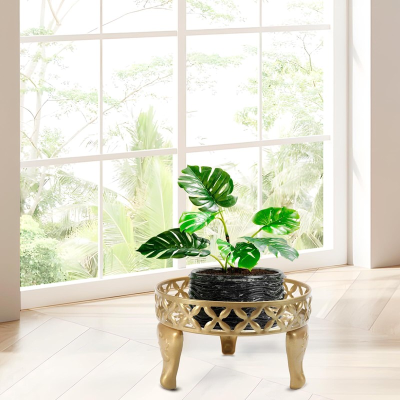 Gold Plant Stand, Metal Plant Stands Outdoor, Anti-Rust Iron Planter