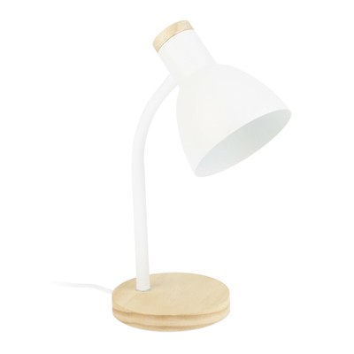 bureaulamp wit - E14 - kantelbare tafellamp - leeslamp hout - retro nachtlamp