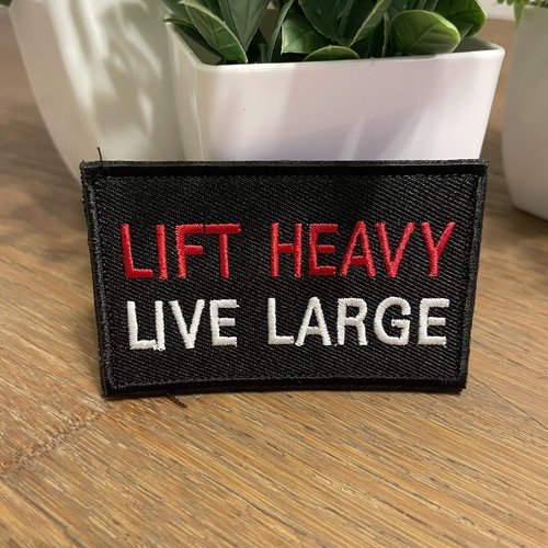 Lift Heavy Live Large Fitness Workout Lifting Patch Hook And Loop For Vests Bags
