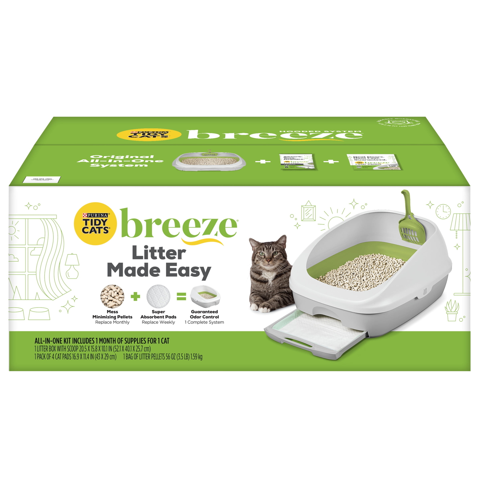 Purina Tidy cat litter box, Breeze system kit litter box, sand and mat