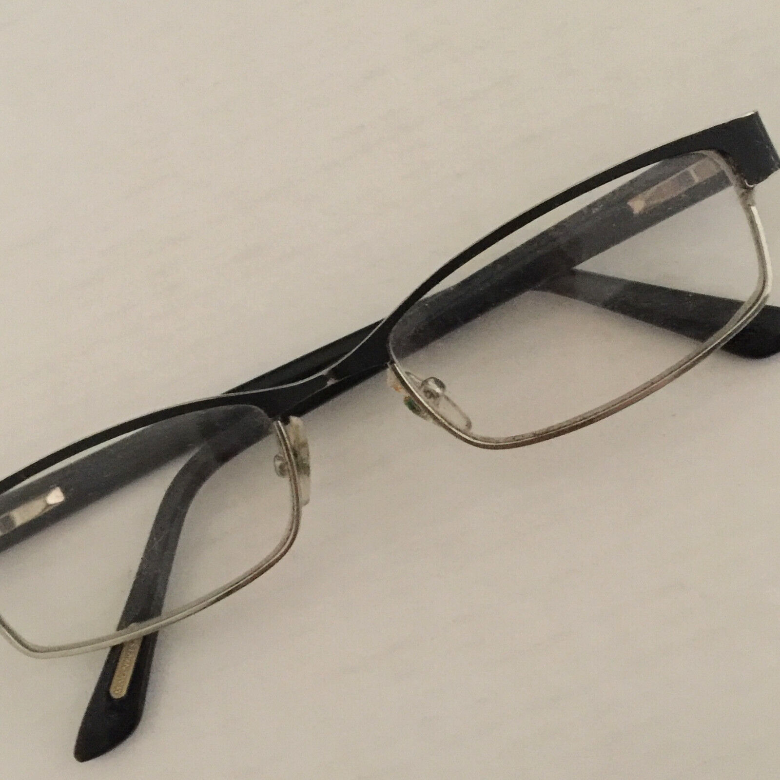 Magnivision rectangle Eyeglasses silver/black half rim Frames size 50[]18 135