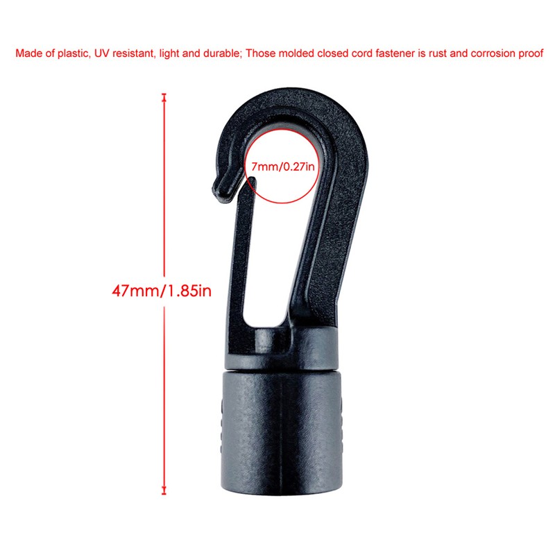 Shock Cord Hook Closed Lock Hook End For Kayak Canoe Outdoor Parts