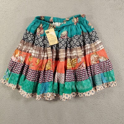New Jackpot Skirt Womens One Size Fits Most Patchwork Seashell Beach Gauzy Lined