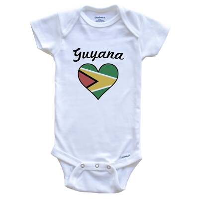 Guyanese Flag Heart One Piece Baby Bodysuit