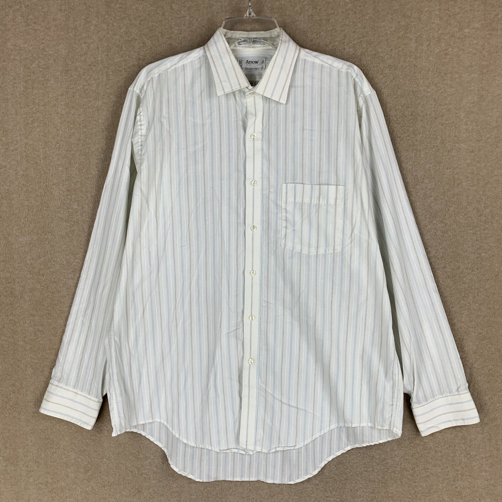Vintage Arrow Mens Shirt L 16.5/32 White Striped Button Up Vintage Arrow Mens Shirt L 16.5/32 White Striped Button Up