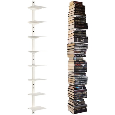 Invisible Floating Bookshelf For Wall Mounted 8 Tier Vertical Spine Book Tower H