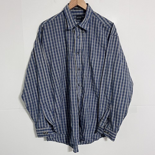 Arrow Mens Shirt Size L Blue Checkered Wrinkle Free Long