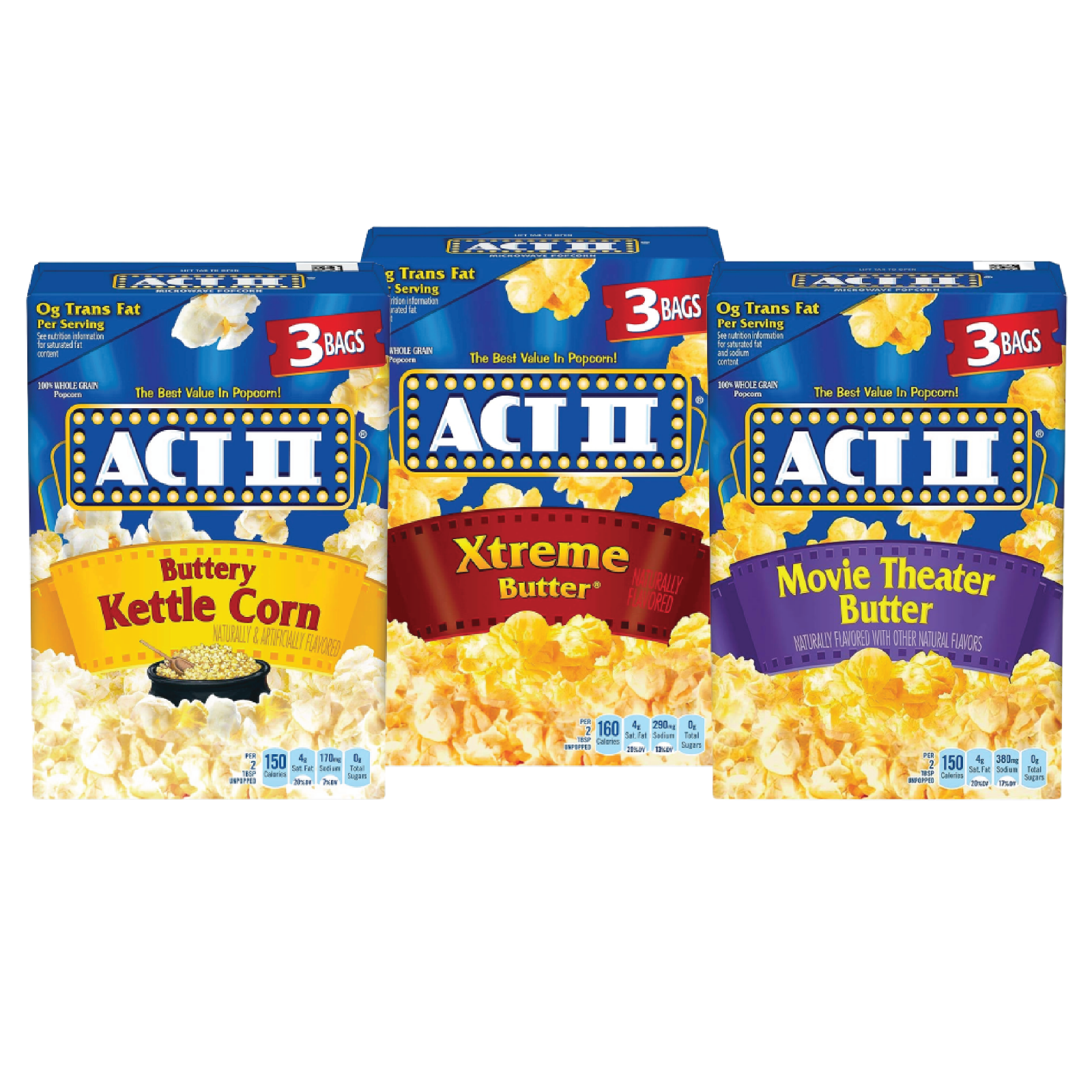ACT II Variety Butter Microwave Popcorn | 3 Bags Each | Mix & Match Flavors