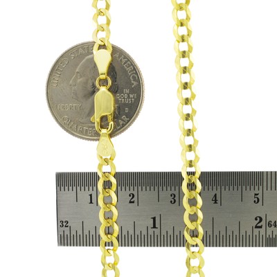 Pre-owned Nuragold 14k Yellow Gold 5mm Women Solid Curb Cuban Chain Link Italian Necklace 16"