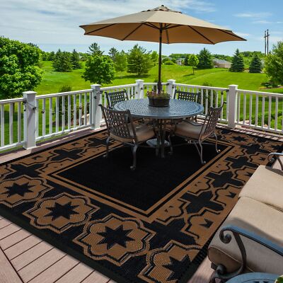 Ommda Tappeto da esterno in plastica, moderno geometria, reversibile, (M3i)