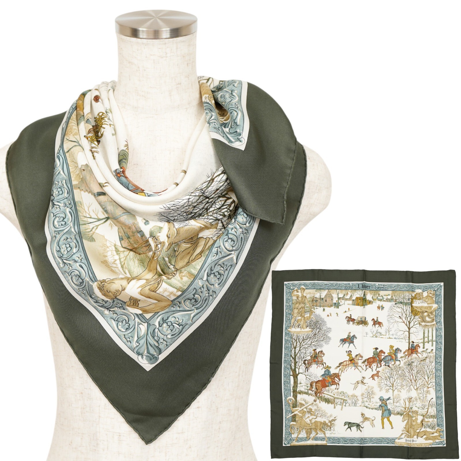 HERMES(エルメス) Carres scarf 90 ミントグリーン HERMES(エルメス) Carres scarf 90 ミントグリーン