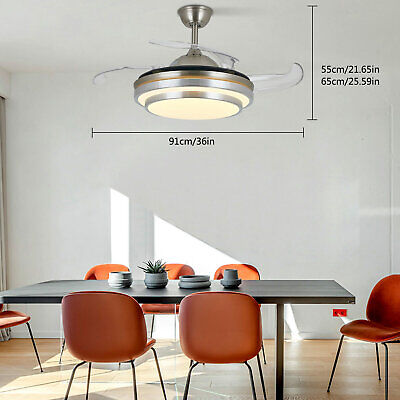 Modern Ceiling Fan Light Chandelier w/ LED Retractable Blades +Remote Control