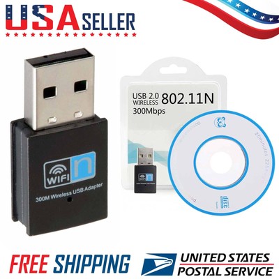 Wireless Mini USB 300Mbps 80211ngb WiFi LAN Network Adapter For Desktop PC US
