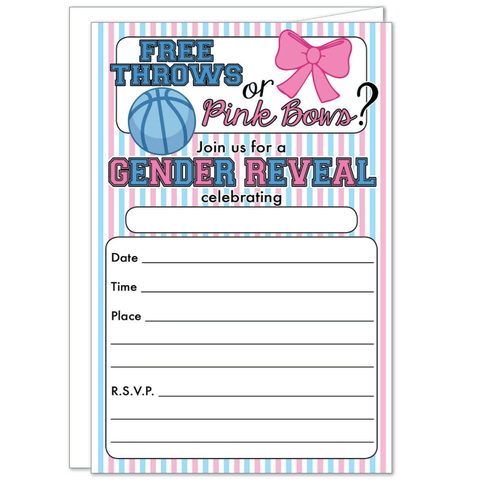 free-throws-pink-bows-gender-reveal-party-invitations-fill-in-opt-envelopes-ebay