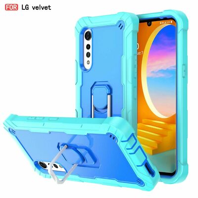 For LG Velvet 5G Heavy Duty Rugged Shockproof Ring Holder Kickstand Case Cover