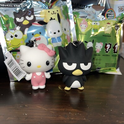 Lot Of 4 Figural Sanrio Hello Kitty & Friends Bag Clip Badtz-Maru Keychain