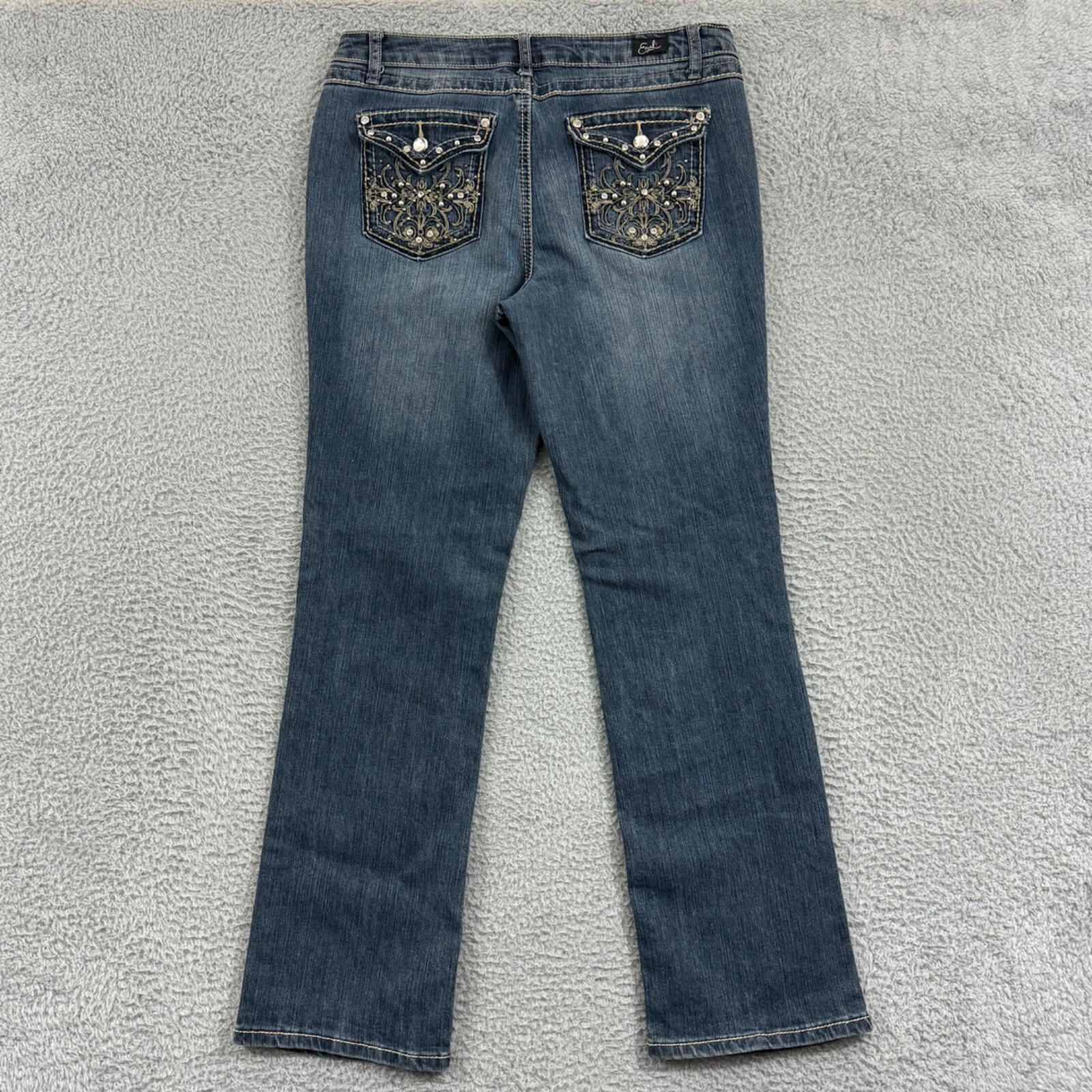 Earl Jeans Women's 10 Blue Bootcut Rhinestone Embroidered