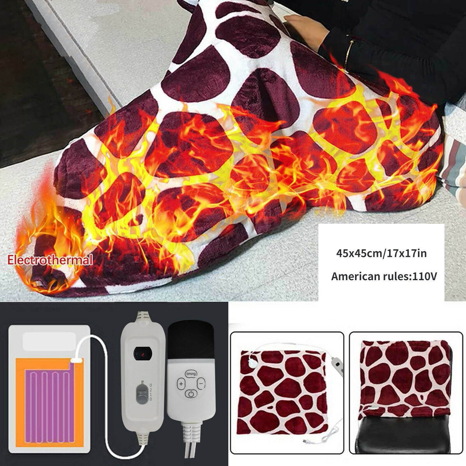 Electric Heated Throw Over Under Blanket Fleece Washable Polyester Warm Mattress