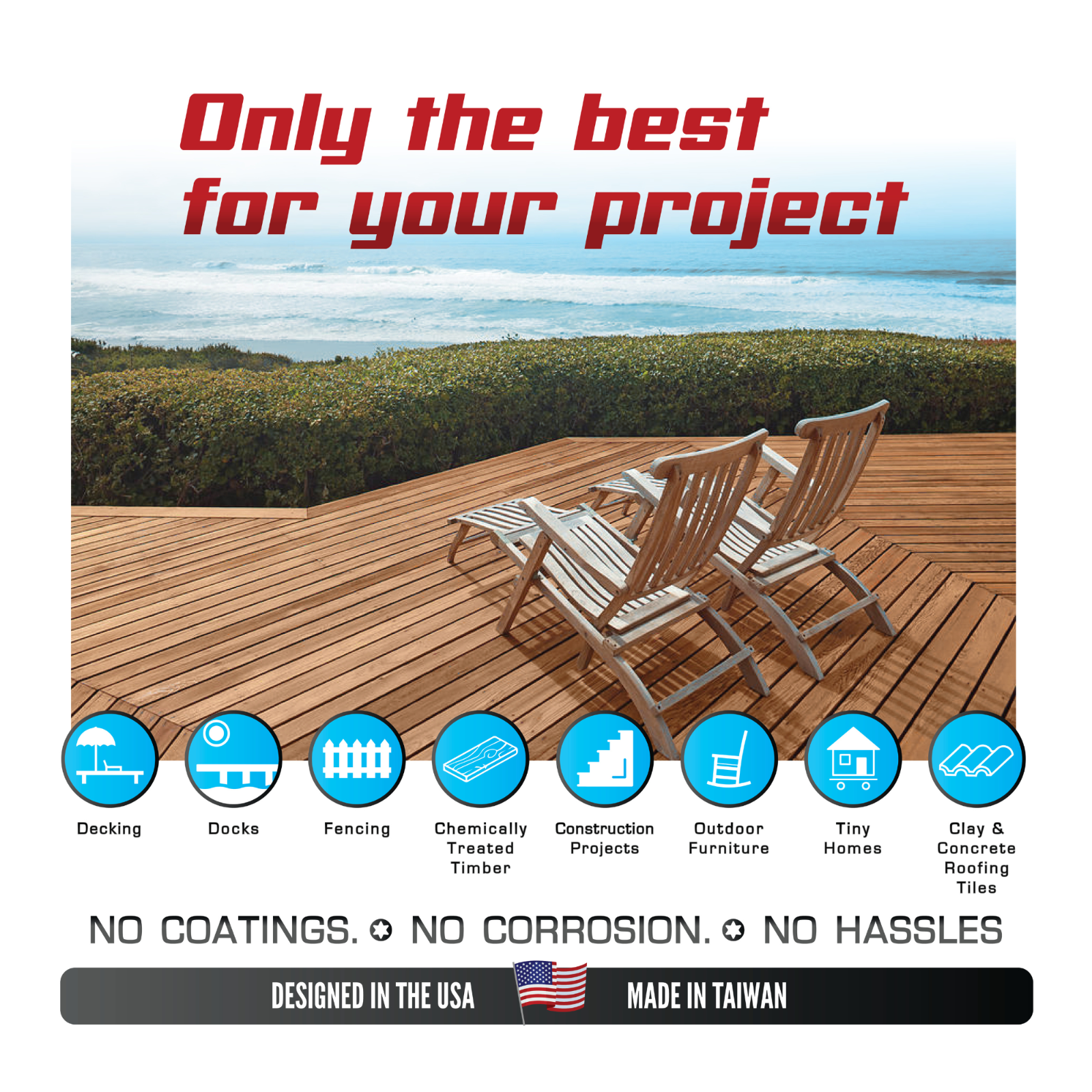 Eagle Claw Stainless Steel Wood Screws Star Drive Flat Head Various Sizes