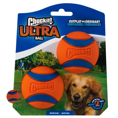 Pack of 2 Ultra Ball Dog Toy for breeds 20-60 Lbs Medium 2.5 Inch Diameter