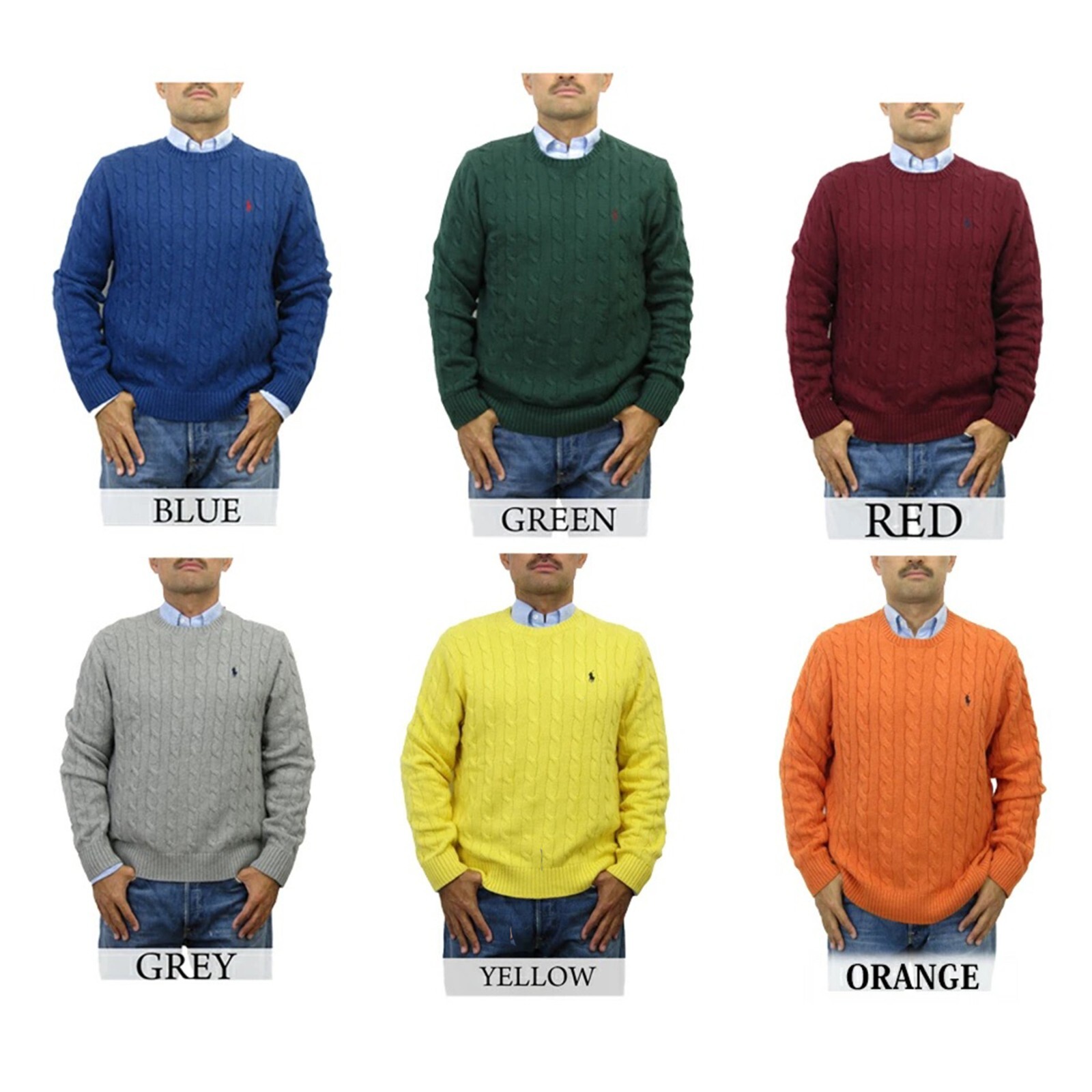 

Polo Ralph Lauren Хлопковый пуловер с круглым вырезом и вязаным свитером - 5 цветов -