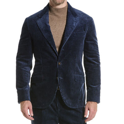 Pre-owned Brunello Cucinelli Men's 100% Cotton 3 Button Casual Corduroy Two Piece Suit In Guado