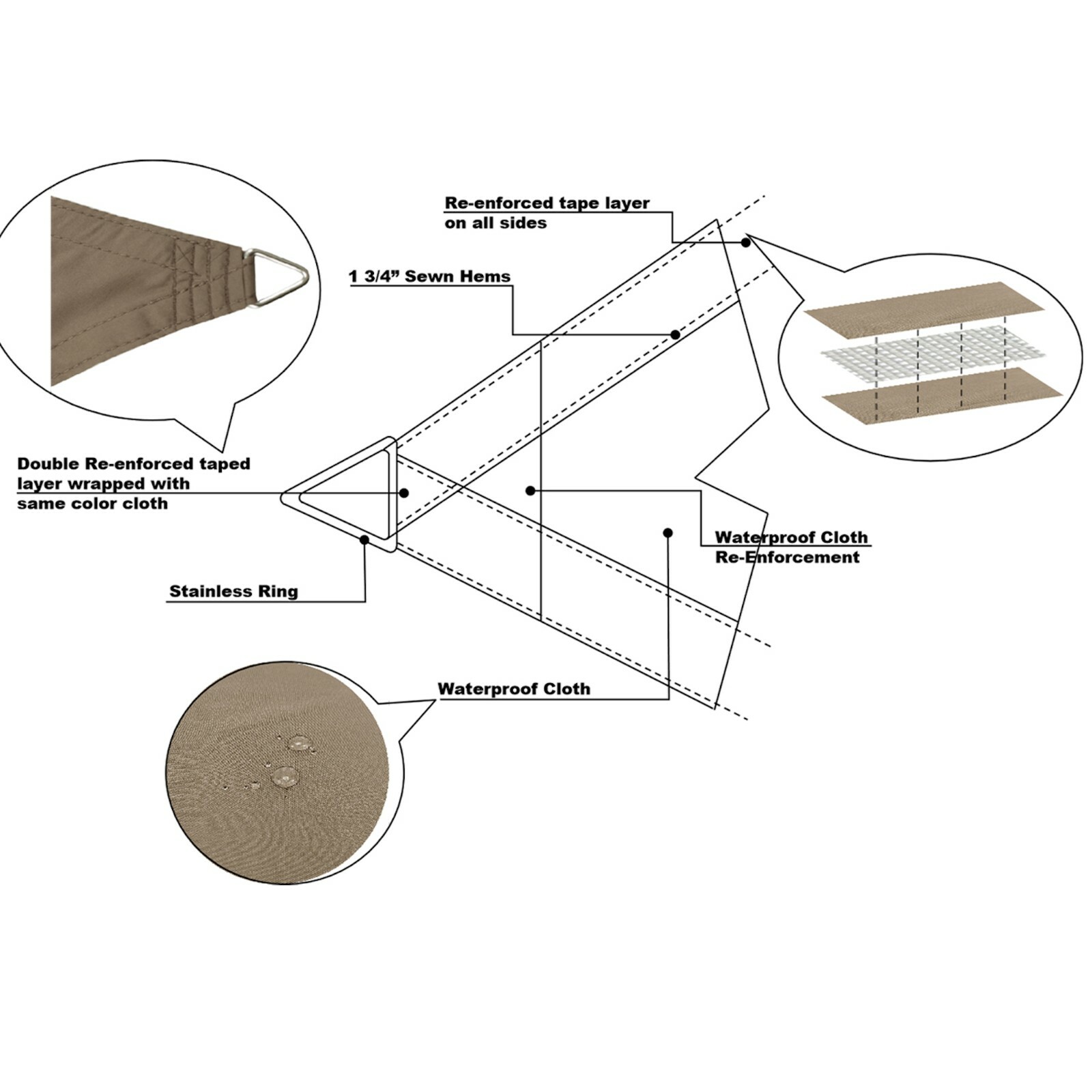 Muddy water Rectangular Waterproof Sun Shade Sail Canopy Cover Yard Deck Garden