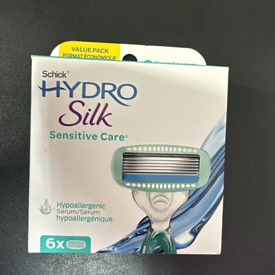 Schick Hydro Silk 5-Blade Sensitive Care Razor 6-Count Hypoallergenic Formula