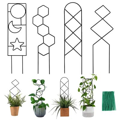 Plant Trellis for Climbing Plants Indoor 15.94Inch Small Garden Metal Houseplant