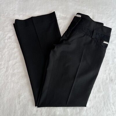 E Loco Women's Black Lace Embellished Pants Made In France 32 waist 30 Length