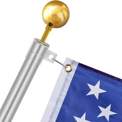 VEVOR 20FT Telescopic Flagpole Kit Heavy Duty Aluminum Flag Pole American Silver