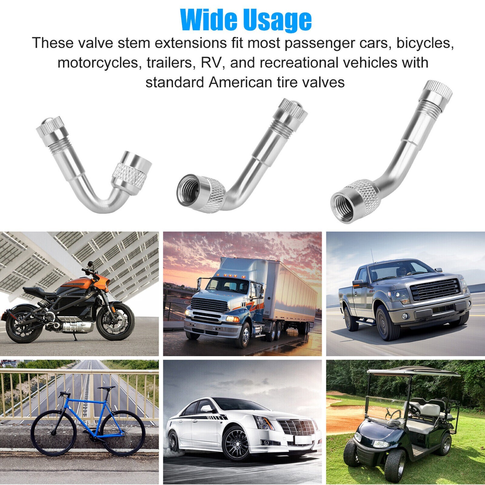 6PCS Tire Valve Stem Extension 45 90 135 Degree for Cars Bicycles Universal