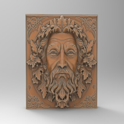 Green Man Sculpture STL File Model Relief 3D Printer CNC Carving Machine Router