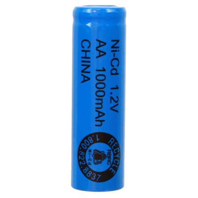 AA Size Rechargeable Battery 1000mAh NiCd 1.2V Flat Top Cell