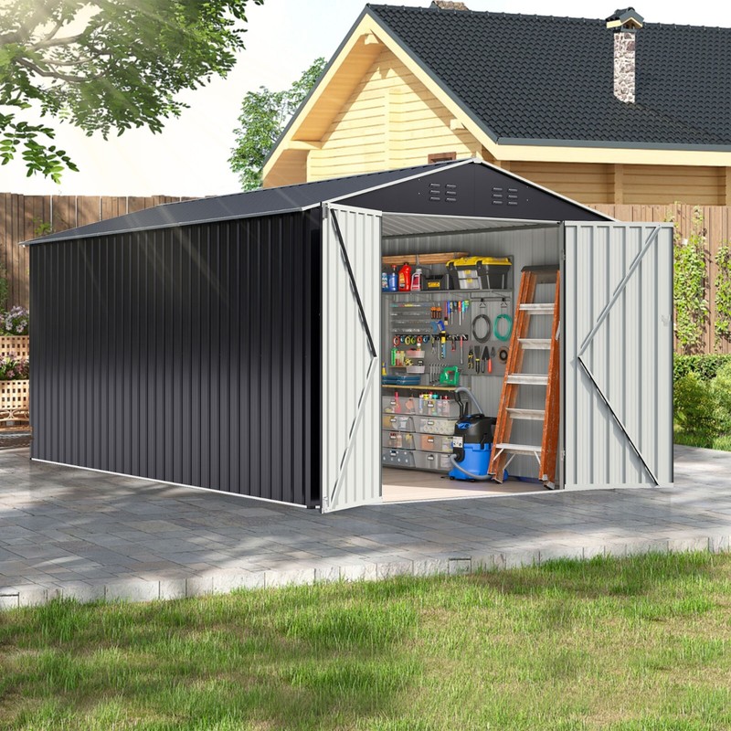 8x12FT Outdoor Metal Storage Shed Garden Heavy Duty Tool Shed