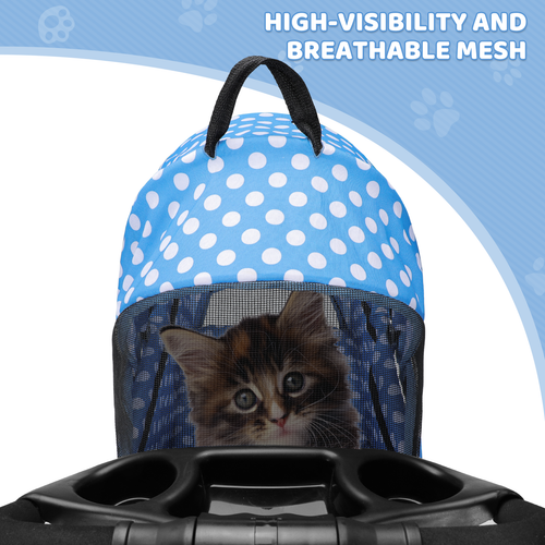 4 Wheels Foldable Pet Stroller Dog Stroller w/Removable Travel Carrier&Cup Hold