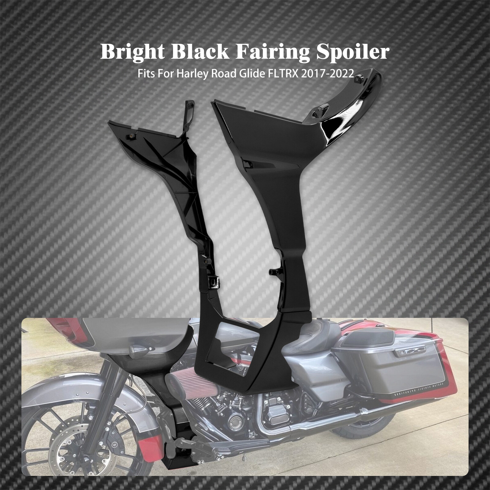 Gloss Black Fairing Spoilers Cover Fit For Harley Touring Road Glide FLTR 17-23