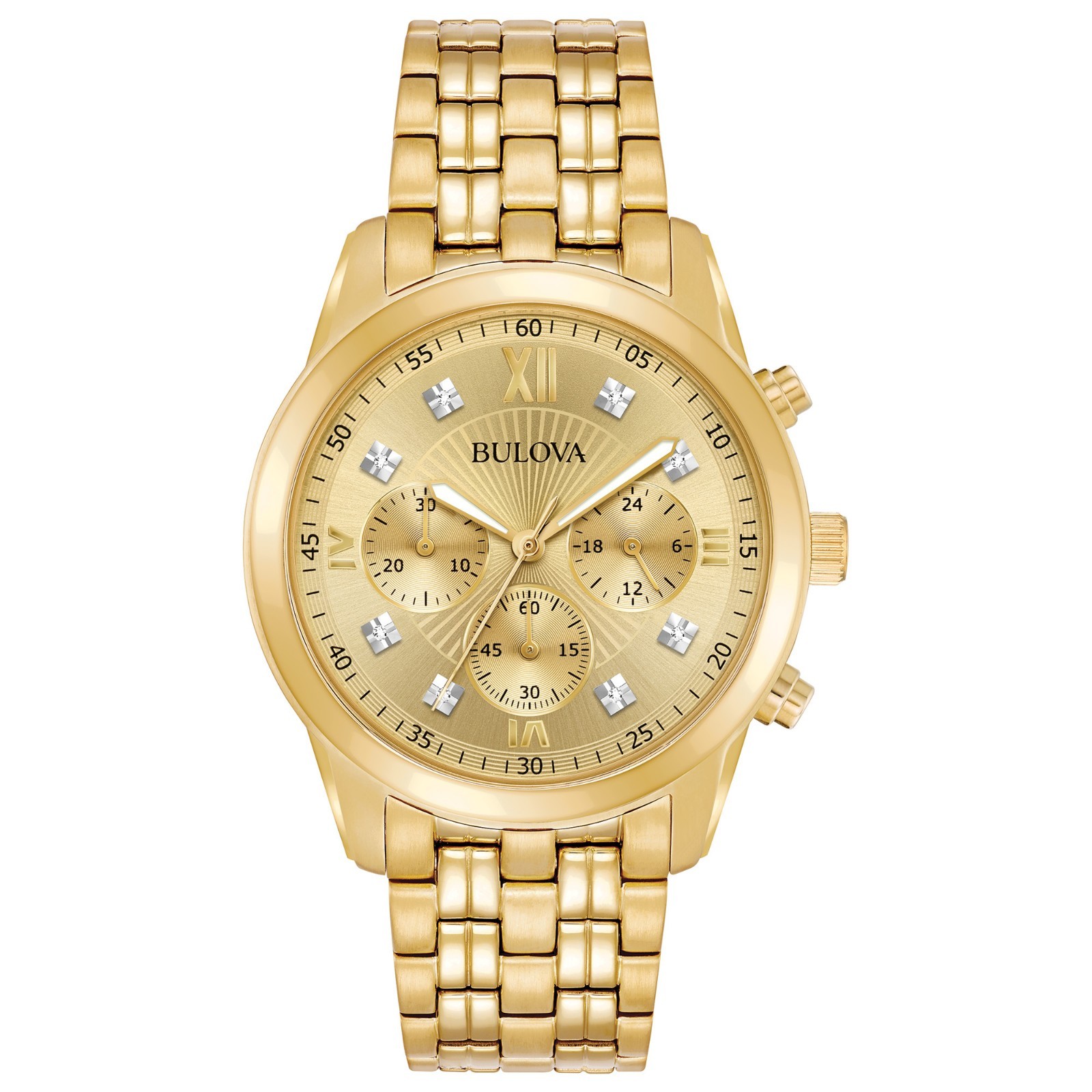 Bulova Men's Diamond Accents Chronograph Quartz Gold-Tone 40mm Watch