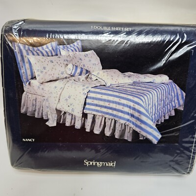 Vtg SPRINGMAID 'Nancy' Luxury No-Iron Percale Double Sheet Set Open Package 