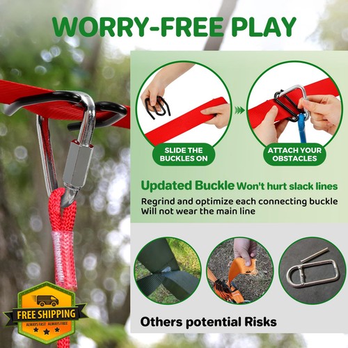 Dripex Ninja Warrior Obstacle Course Kids, 50ft Slack Line, 8 Accessories, Backyard